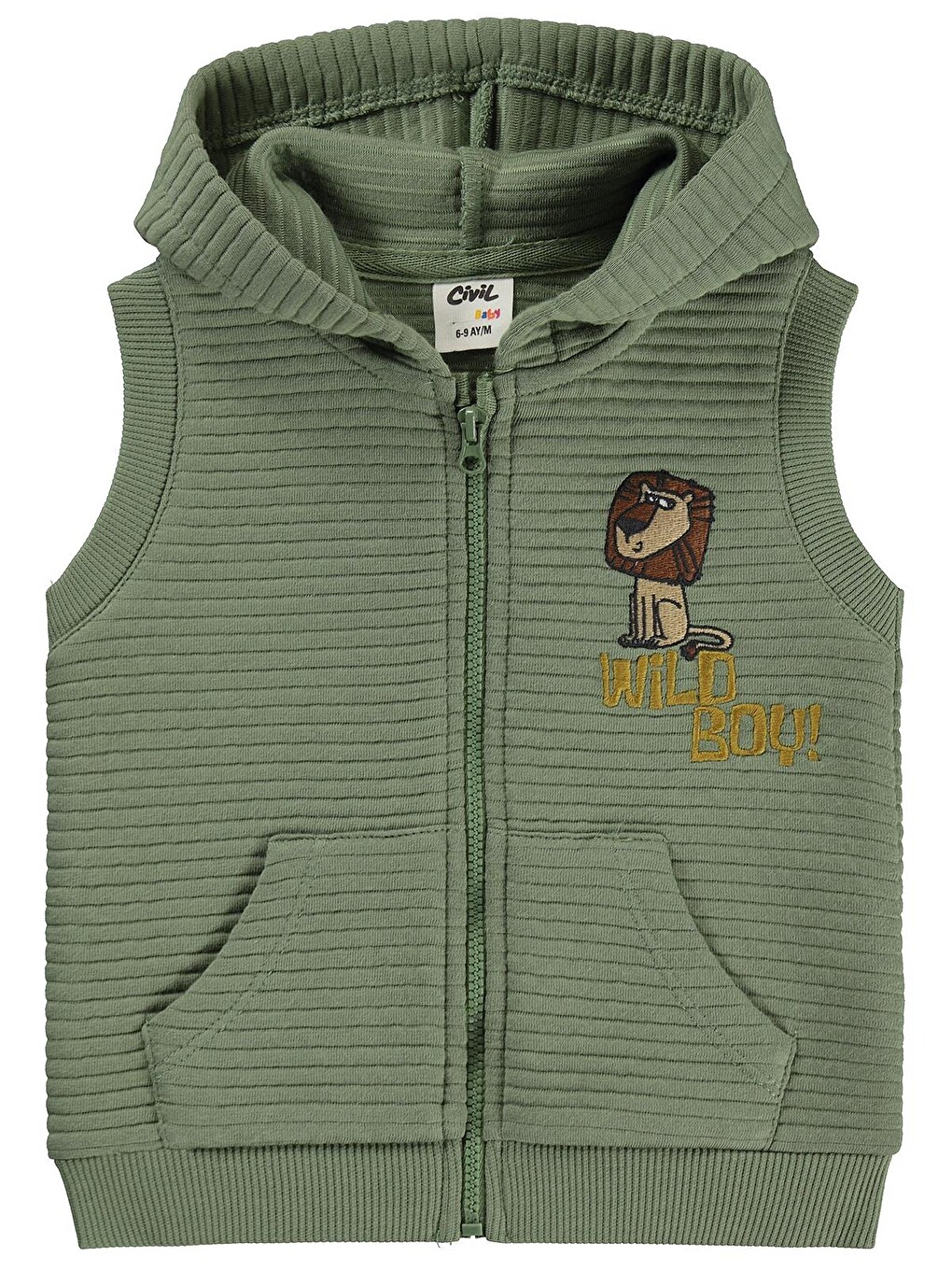 Baby Aslan Nakışlı 6-18 Ay Yelek - Yeşil
