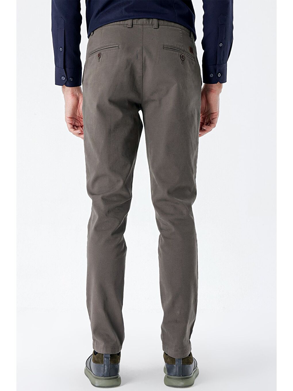 Koyu Haki Pamuklu Yandan Cepli Casual Slim Fit Chino Pantolon 1003235117-2