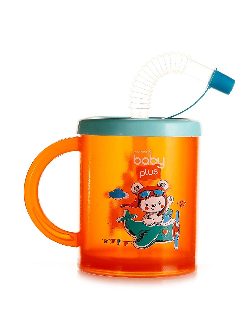 baby plus Karışık Desenli Pipetli Bardak 210 ml Turuncu