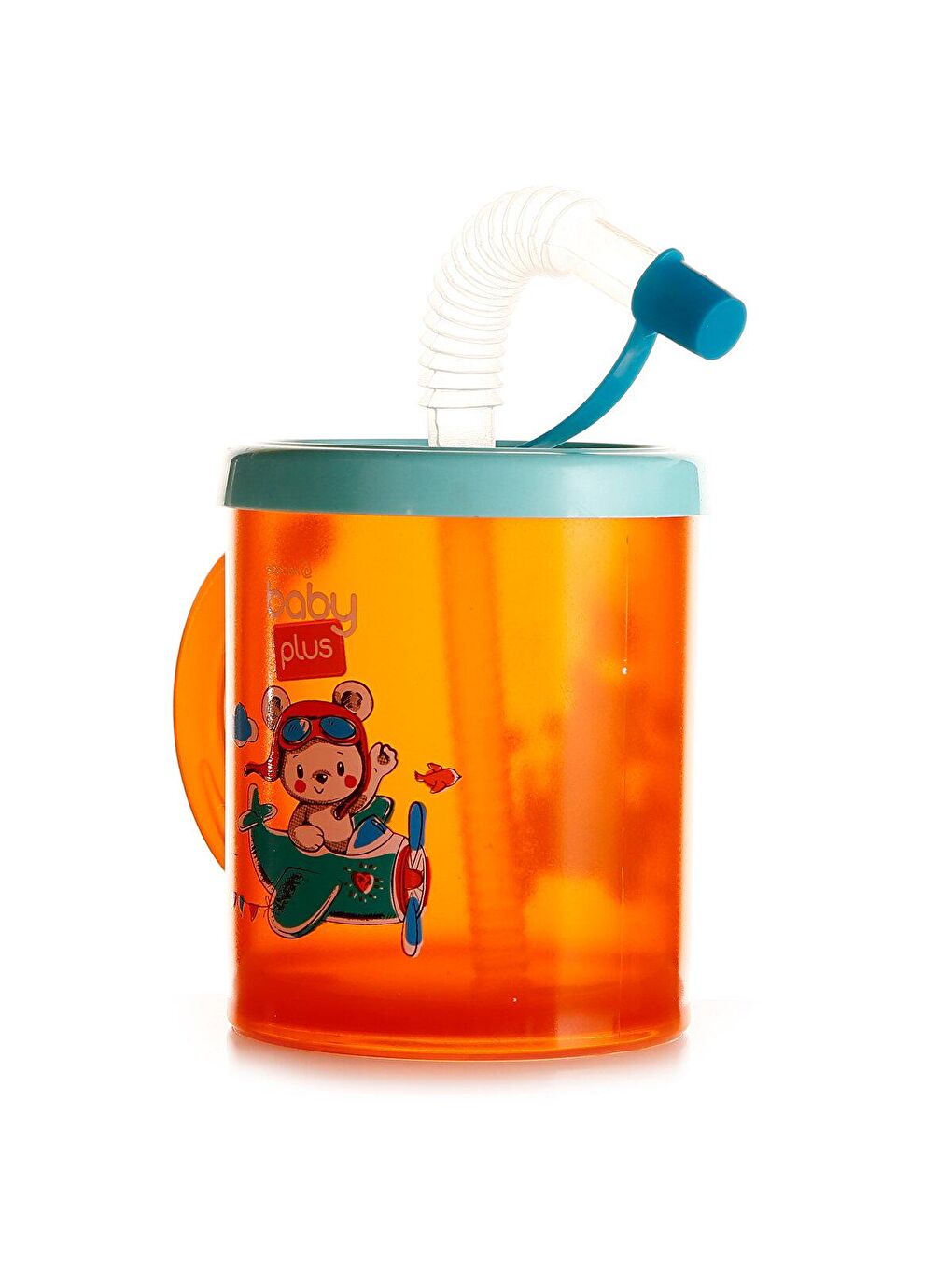 baby plus Karışık Desenli Pipetli Bardak 210 ml Turuncu - 1