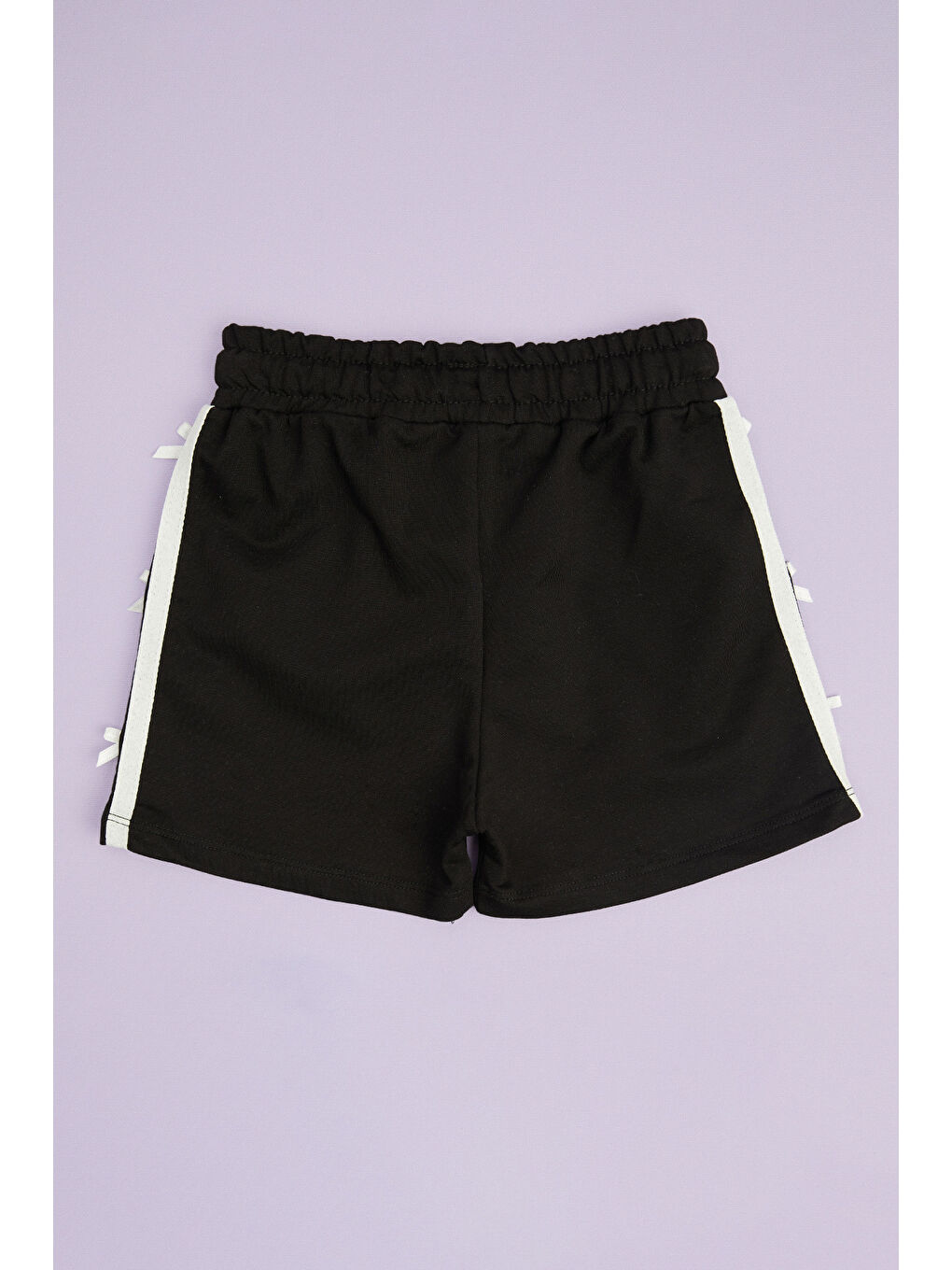 Siyah Beli Lastikli Fiyonklu Kız Çocuk Şort-1