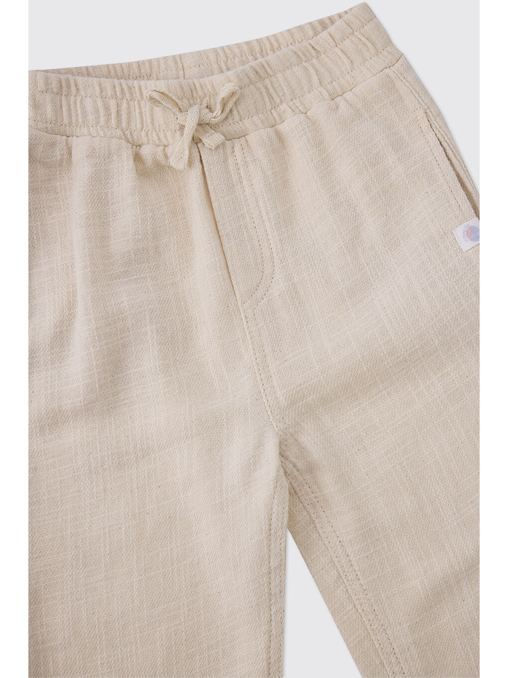 Erkek Çocuk Bej Beli Lastikli Pantolon-2
