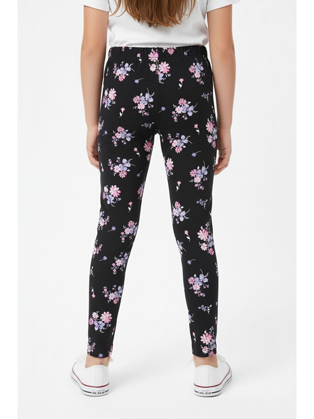 Siyah Kız Çocuk Baskılı Yüksek Bel Basic Tayt-3