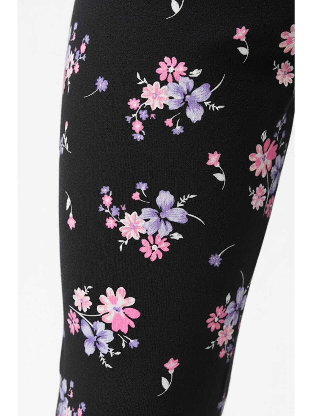 Siyah Kız Çocuk Baskılı Yüksek Bel Basic Tayt-4