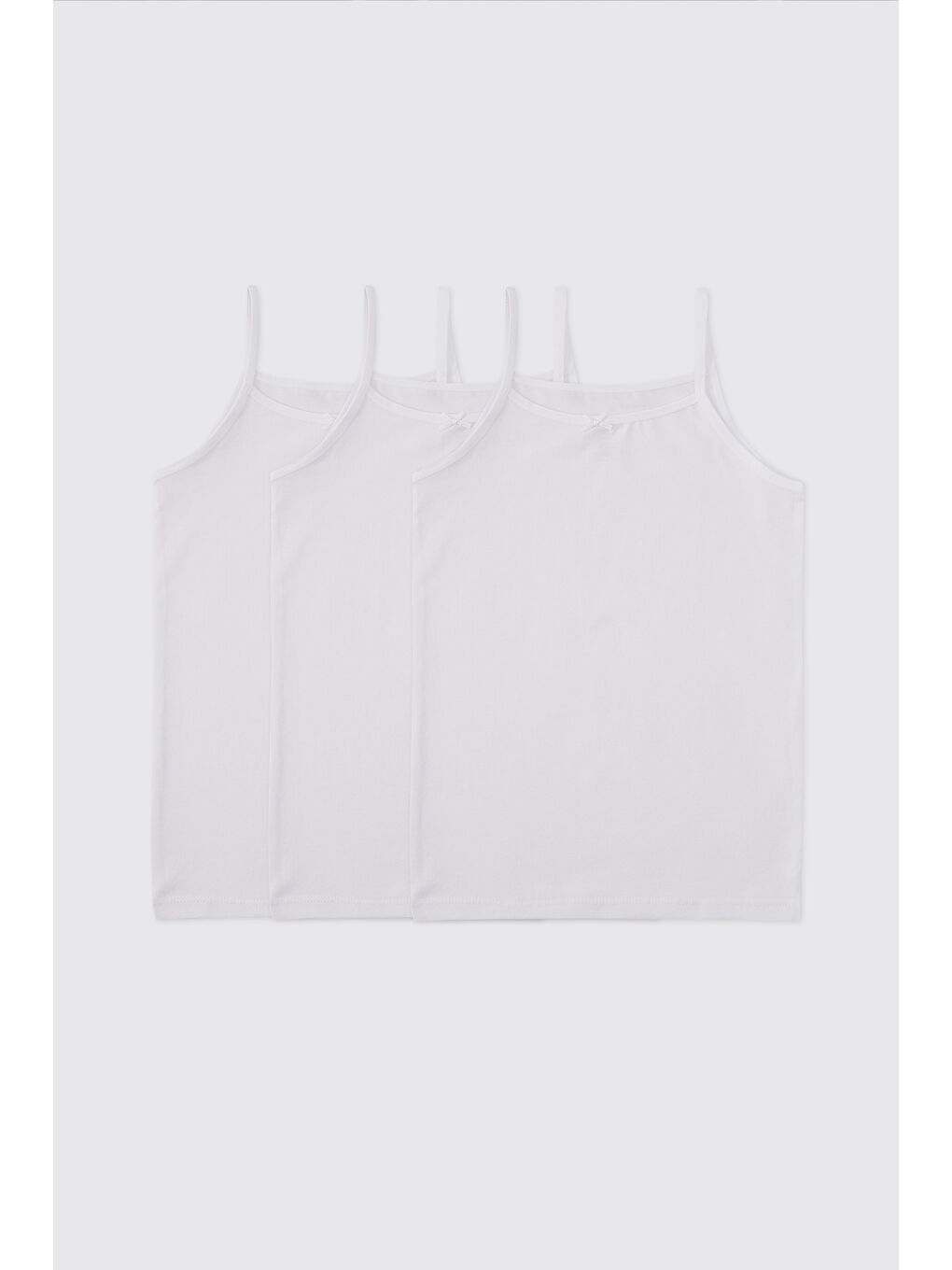 Kız Çocuk Beyaz İp askılı 3'lü atlet