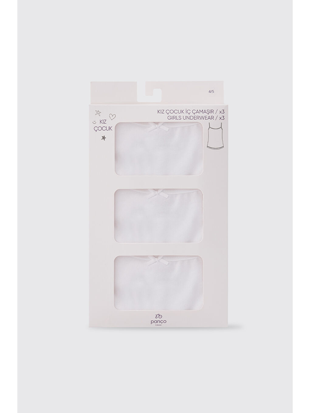 Kız Çocuk Beyaz İp askılı 3'lü atlet-2