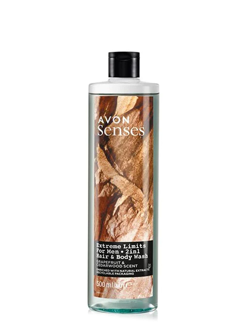 AVON Renksiz Senses Extreme Limits Greyfurt ve Sandal Kokulu Saç ve Vücut için Erkek Duş Jeli 500 Ml.