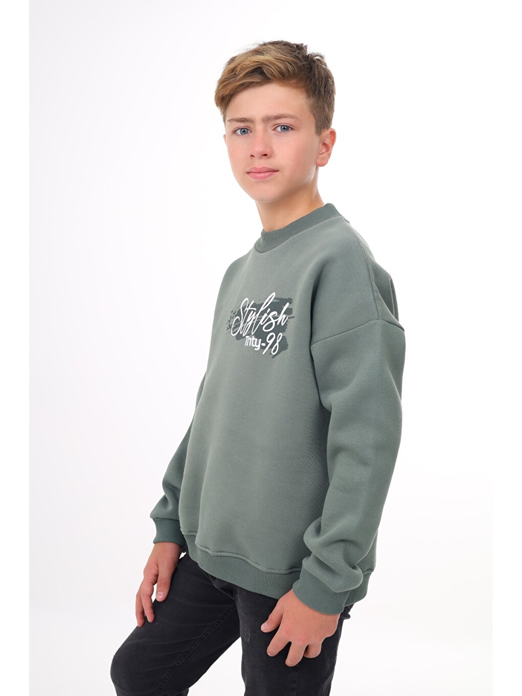 Yeşil Erkek Çocuk Baskılı Sweatshirt-2
