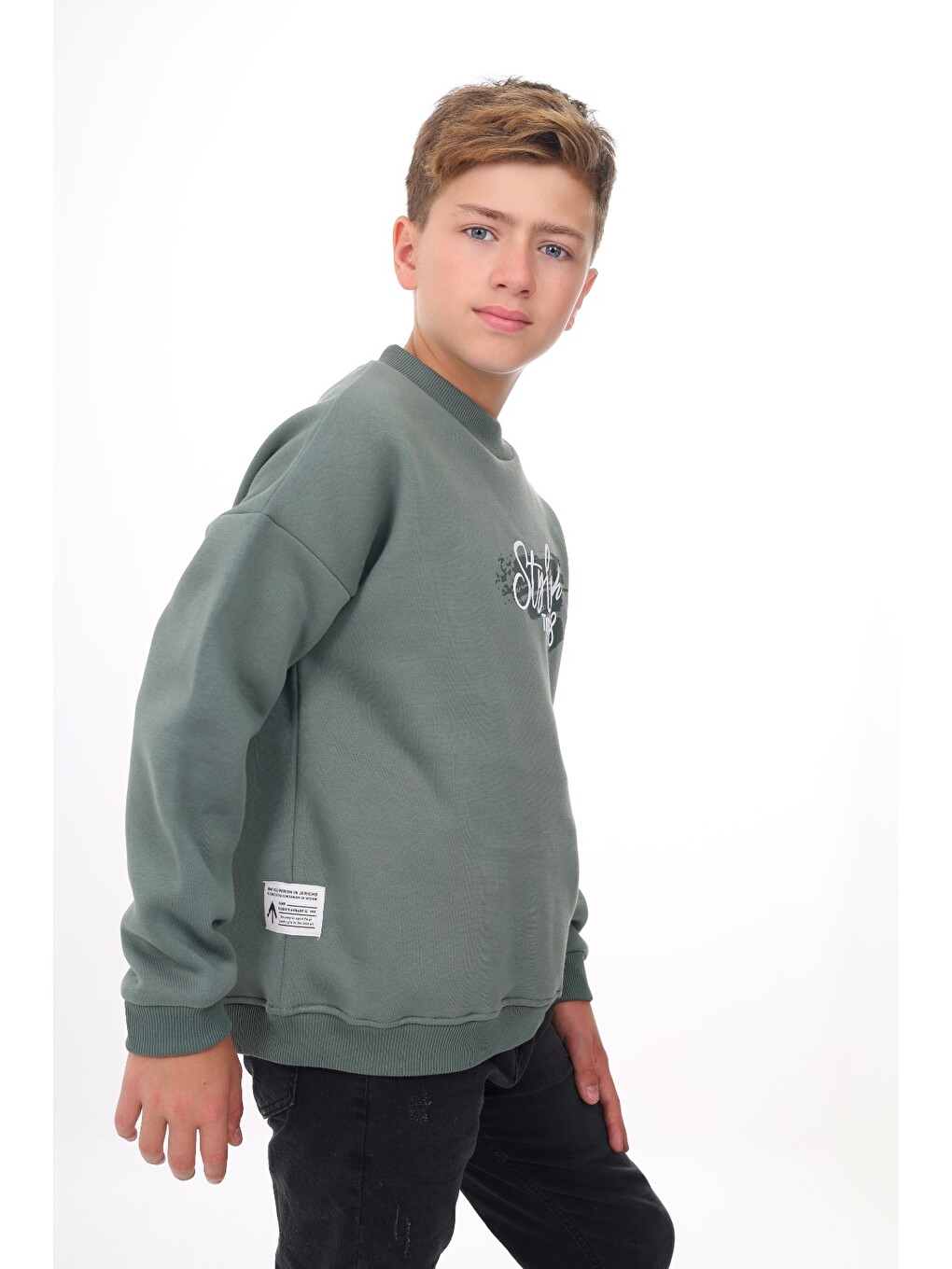 Yeşil Erkek Çocuk Baskılı Sweatshirt-3