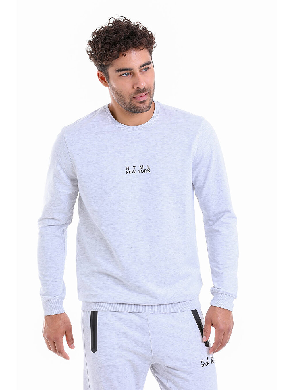 Hatemoğlu Gri Regular Fit Düz Pamuklu Bisiklet Yaka Sweatshirt