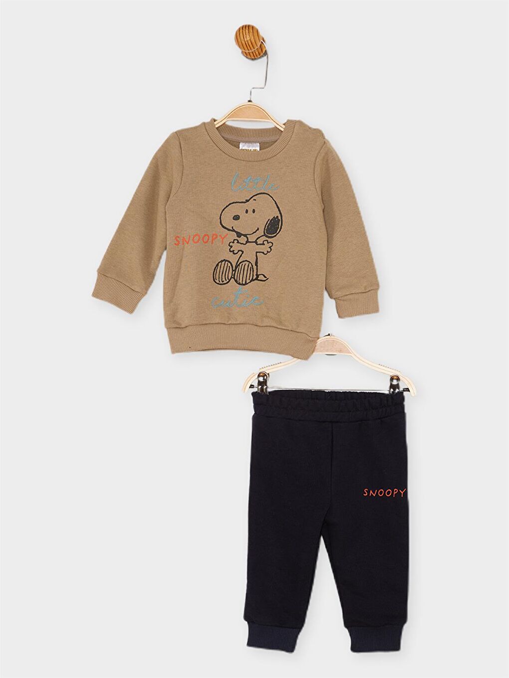 Bej Snoopy Lisanslı Bebek 2'li Takım 21614