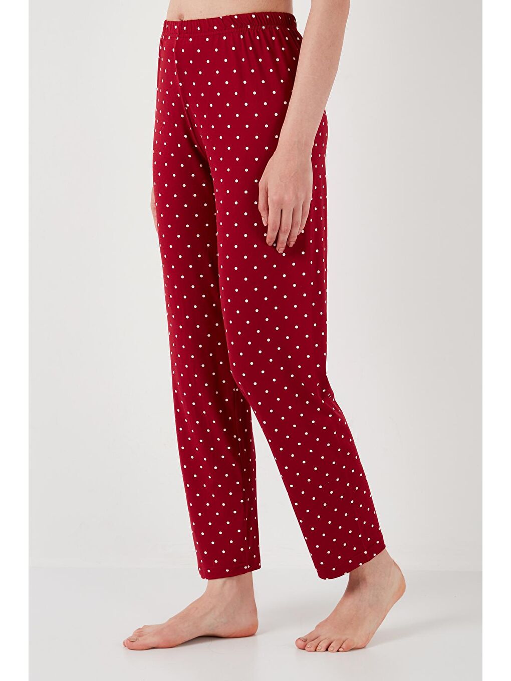 Lela Bordo Bambu Karışımlı Yumuşak Dokulu Bisiklet Yaka Pijama Takımı Kadın 6097605 - 4