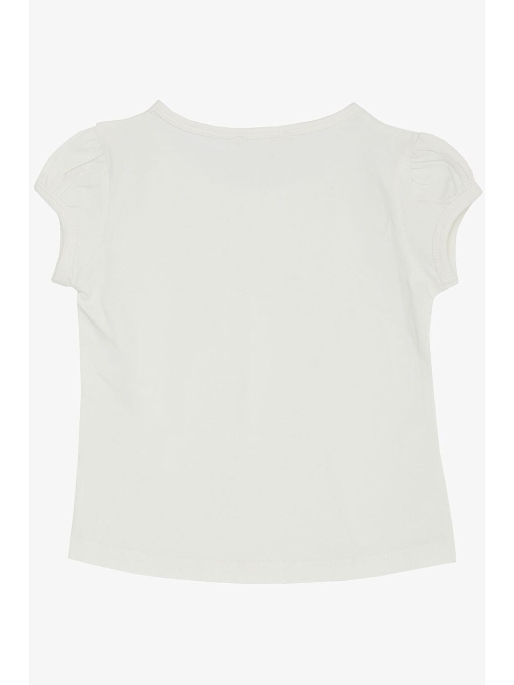 Kız Çocuk Tişört Cepli Güpürlü Ekru (5-7 Yaş)-1