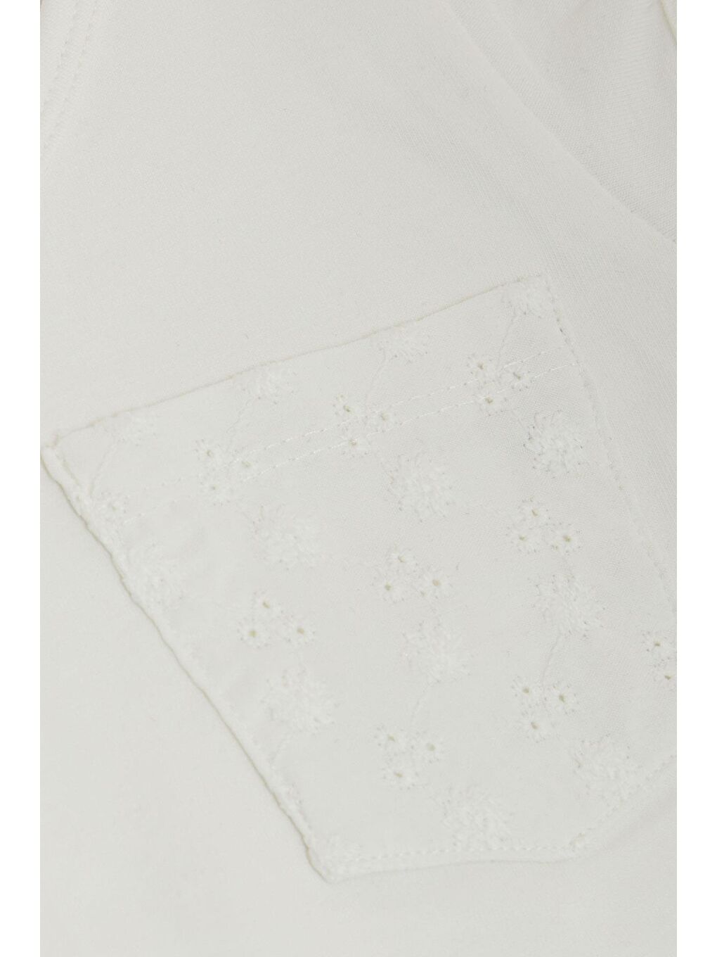 Kız Çocuk Tişört Cepli Güpürlü Ekru (5-7 Yaş)-3