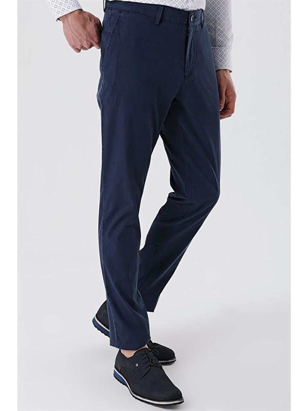 Lacivert Pamuklu Yandan Cepli Casual Comfort Fit Chino Pantolon 1003230156-3