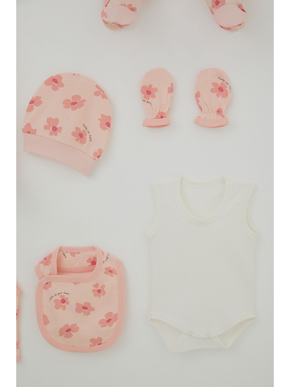 Pembe Kız Bebek Hastane Çıkışı 8 Li Çiçek Desenli Pudra (0-3 Ay)-5