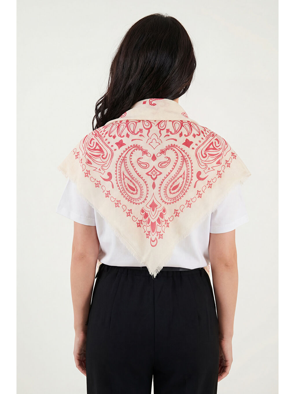 Fuşya Pamuklu 110 x 110 cm Desenli Kadın Şal 6941400-4