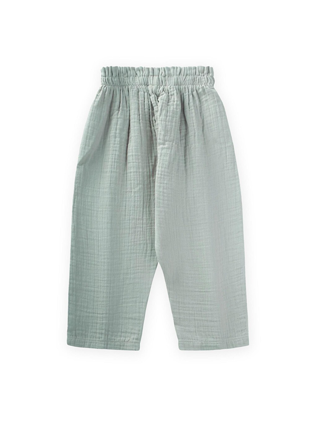 Beli Fırfırlı Geniş Kesim Organik Müslin Pantolon 1-8 Yaş Mint Yeşili-1