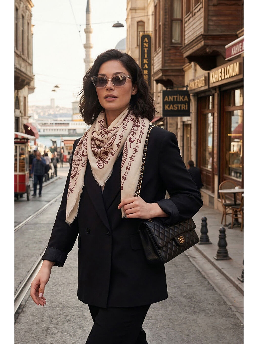 Bordo Pamuklu 110 x 110 cm Desenli Kadın Şal 6941400-2