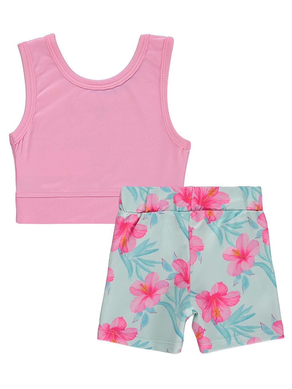 Girls Çiçek Desenli 2-12 Yaş Mayo Set - Yeşil-3