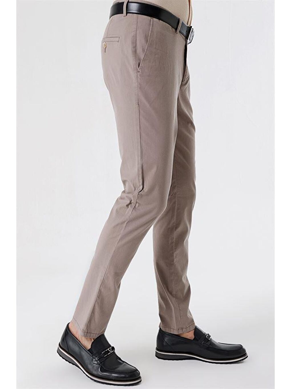 Bej Koyu Vizon Pamuklu Yandan Cepli Casual Comfort Fit Chino Pantolon 1003230156-4