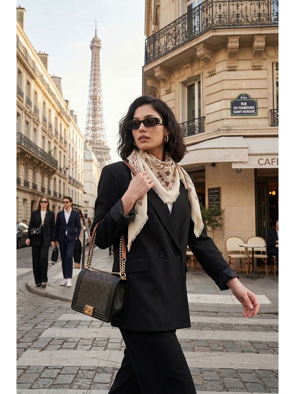 Bej Pamuklu 110 x 110 cm Desenli Kadın Şal 6941400-2