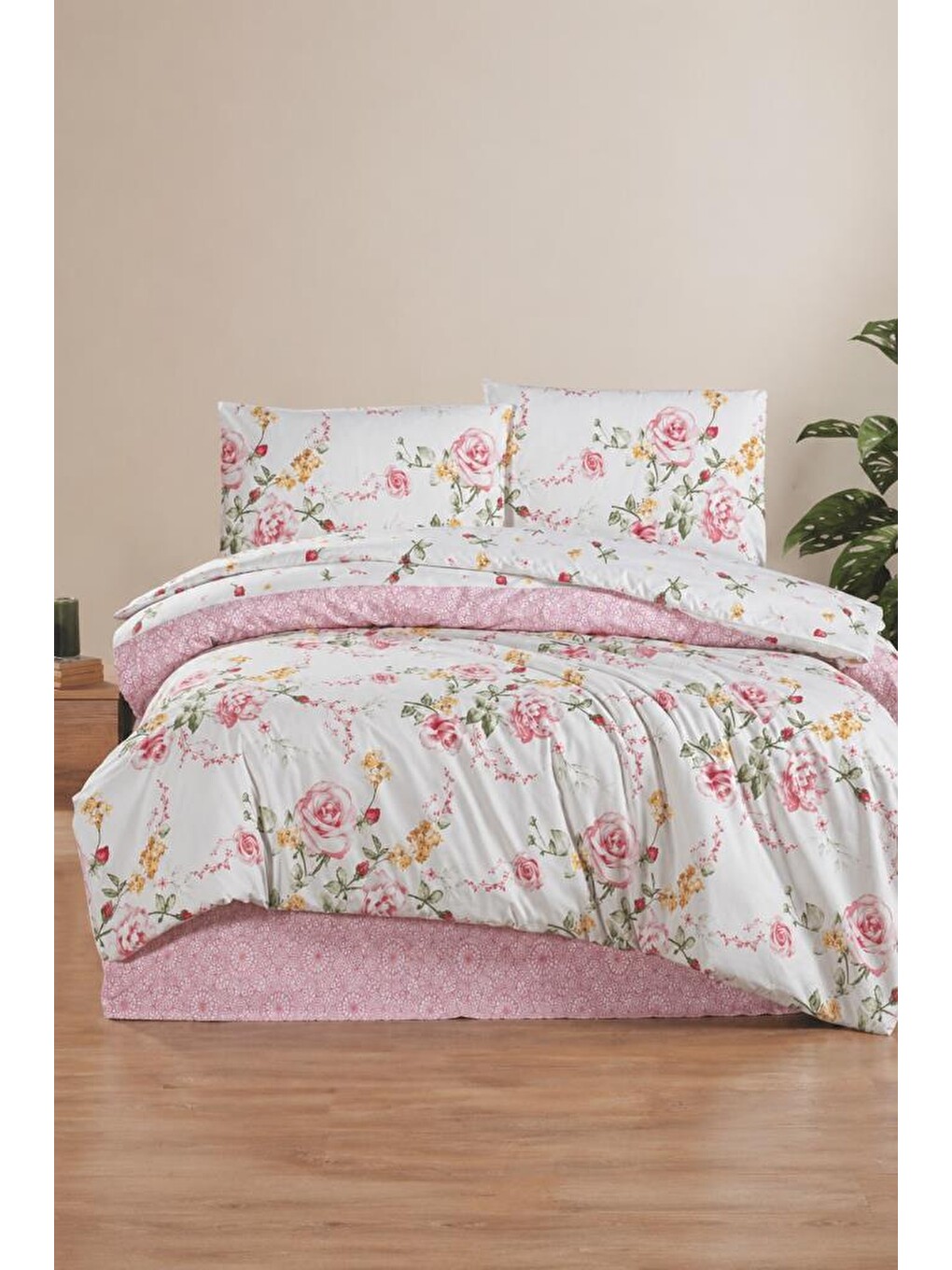 Rose Çift Kişilik Nevresim Takımı Pembe