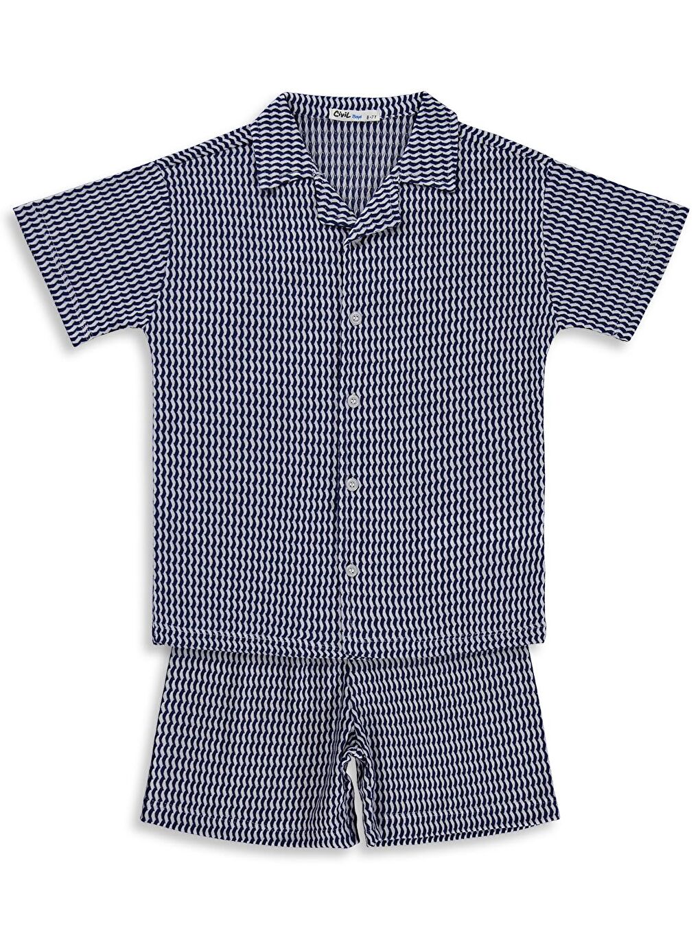 Boys Dalgalı Çizgili 6-9 Yaş Takım - Lacivert