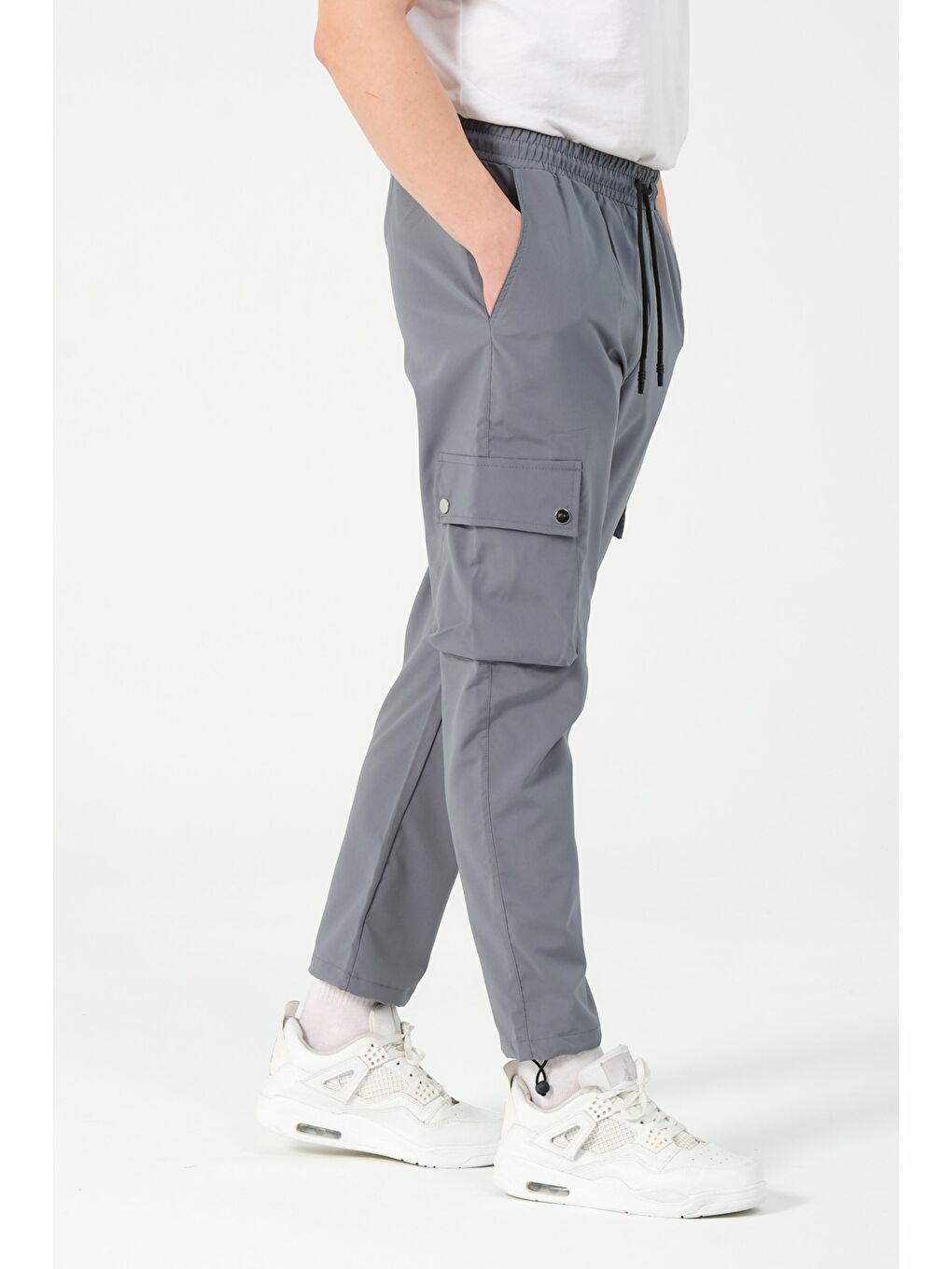 Stilkombin Koyu Gri Paraşüt Kumaş Çıtçıtlı Yan Cepli Kargo/Jogger Pantolon Alt BL 2082-70085 - 5