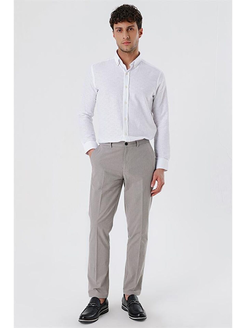 Koyu Bej Pamuklu Lastikli Yandan Cepli Casual Comfort Fit Ayarlanabilir Kemer Pantolon 1003230160-1