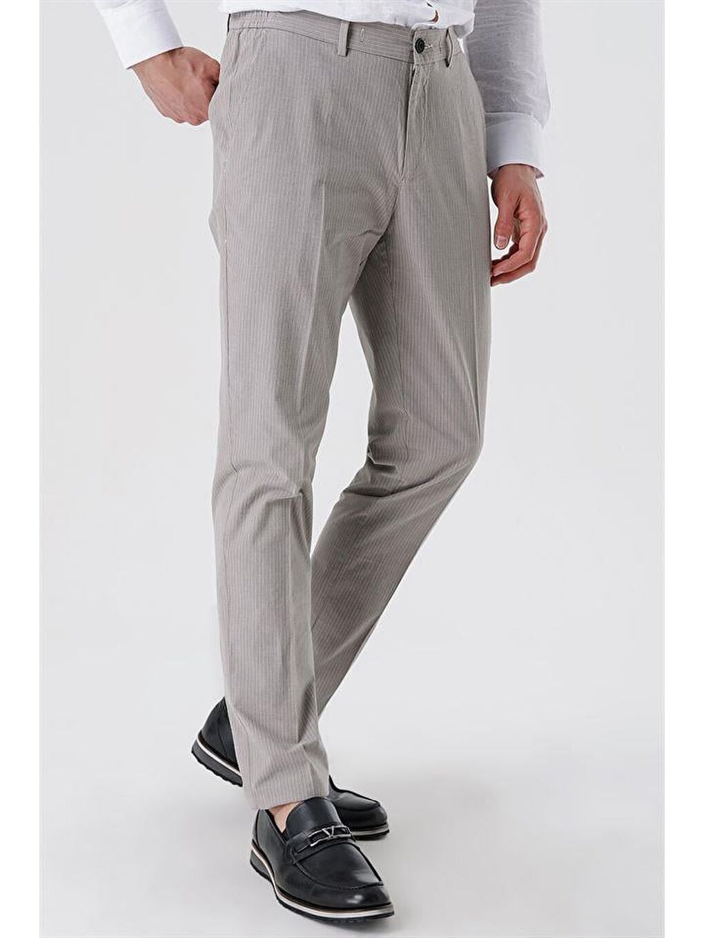 Koyu Bej Pamuklu Lastikli Yandan Cepli Casual Comfort Fit Ayarlanabilir Kemer Pantolon 1003230160-3