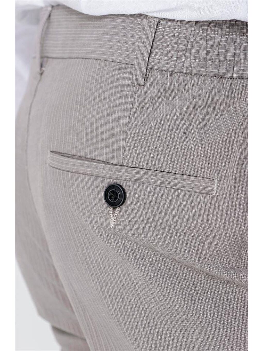 Koyu Bej Pamuklu Lastikli Yandan Cepli Casual Comfort Fit Ayarlanabilir Kemer Pantolon 1003230160-4