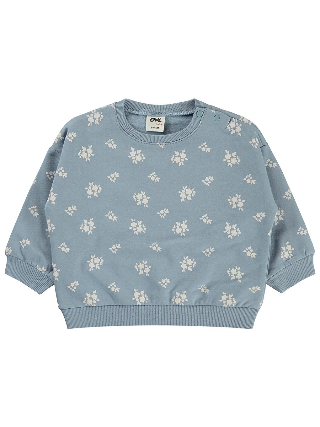 Baby Çiçek Empirme Basic 6-18 Ay Sweatshirt - Mavi