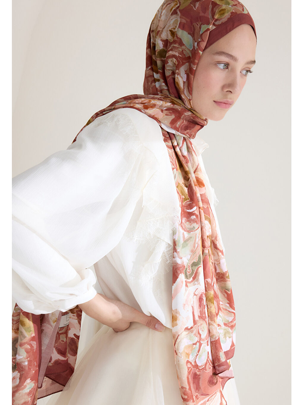 Kahverengi Astra Floş Viskon Şal Tarçın Kabuğu-2