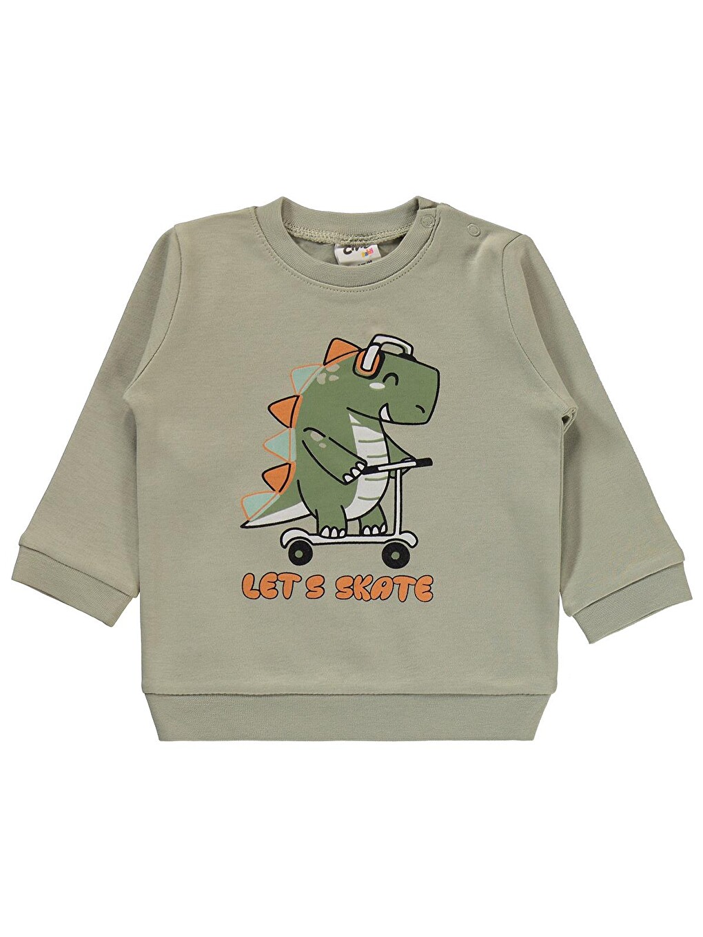 Baby Dinozor Baskılı 6-18 Ay Takım - Haki-1