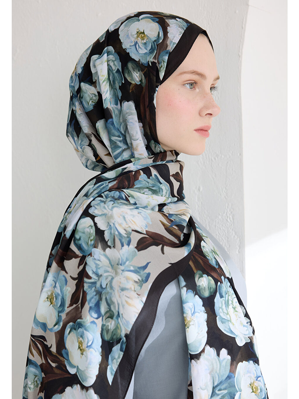 Lotus Floş Viskon Şal Mavi-4