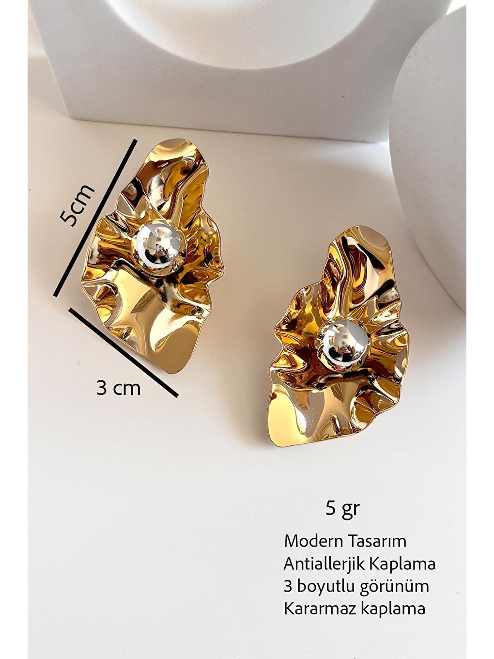 Sarı Amorf kadın Küpe-3