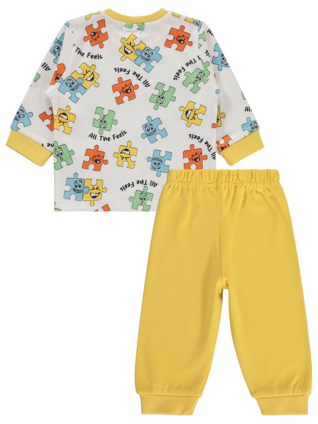 Baby Puzzle Baskılı 6-18 Ay Pijama Takımı - Sarı-2