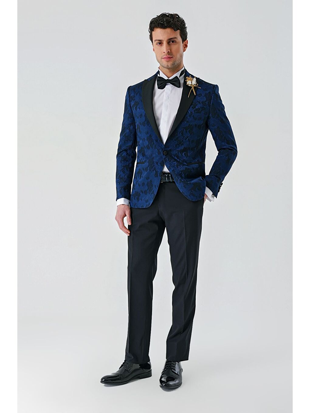 İMZA Lacivert Çıkarılabilir Kırlangıç Yaka Elastanlı 6 Drop Slim Fit Smokin Damatlık 1001240204 - 10