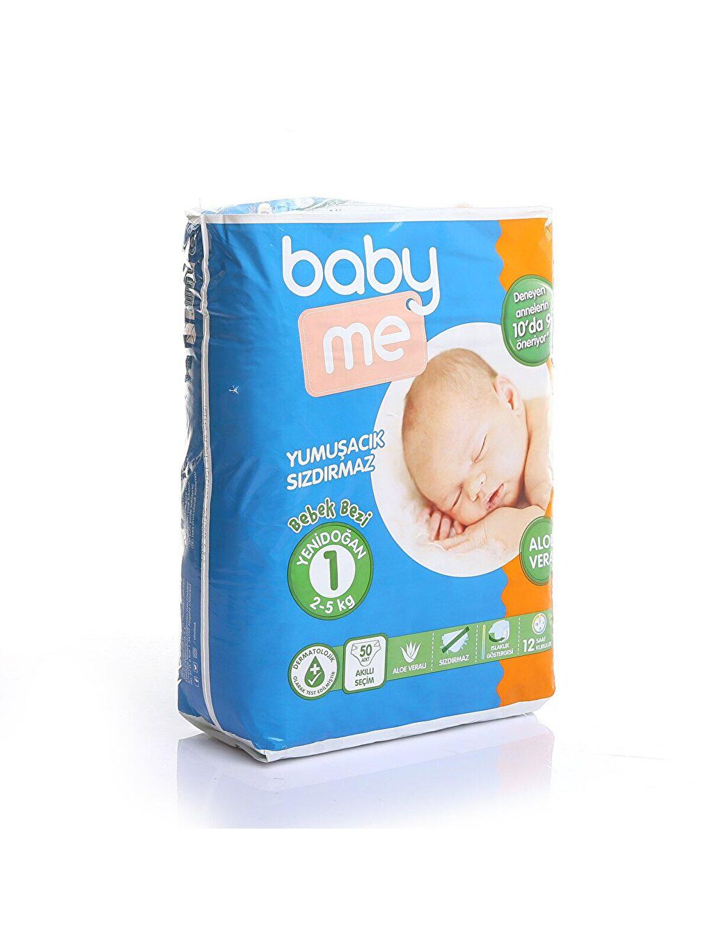 baby me Renksiz Aloe Vera Yenidoğan 1 Bebek Bezi 2-5 kg 50 adet - 1