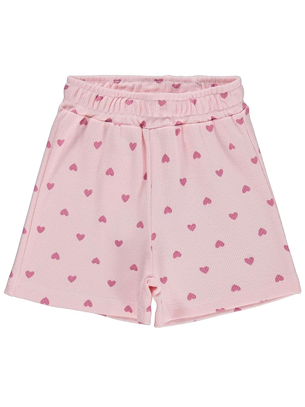 Pembe Girls Kalp Baskılı 2-5 Yaş Şort - Pudra