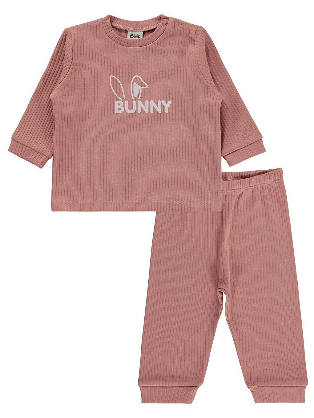 Baby Tavşan Baskılı 6-18 Ay Pijama Takımı - Pembe-1