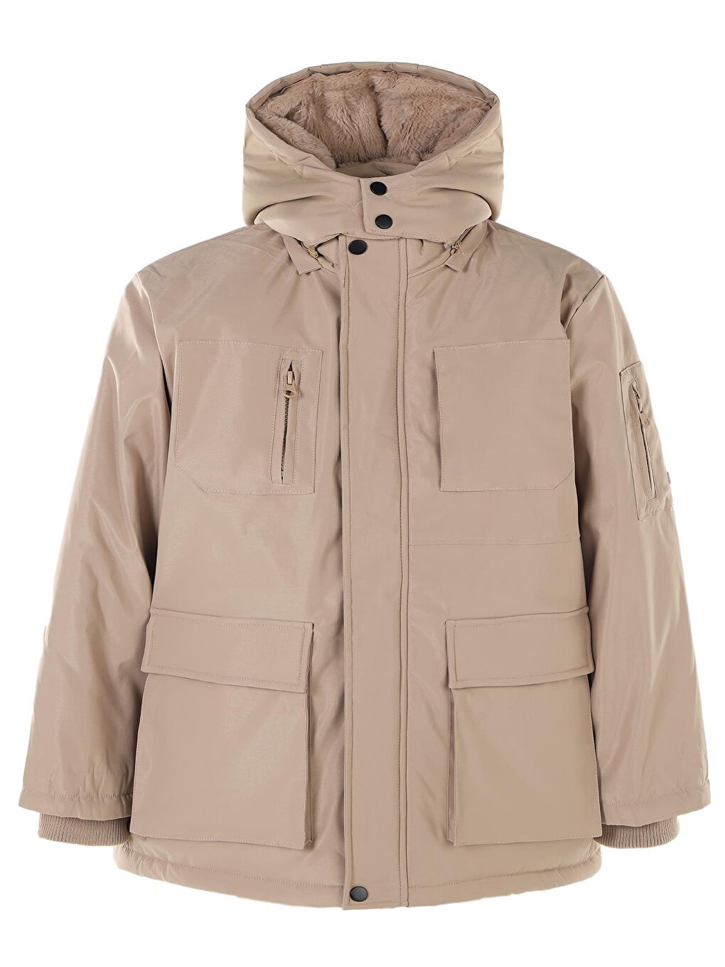 Boys Kolu Cepli Parka 10-13 Yaş Mont - Bej