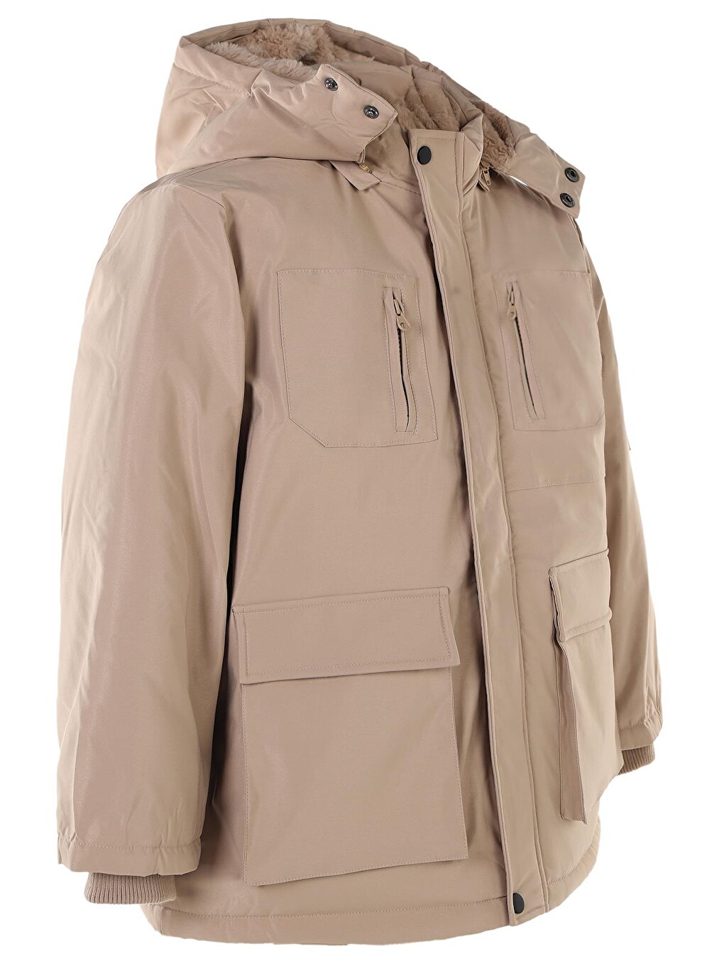 Boys Kolu Cepli Parka 10-13 Yaş Mont - Bej-6