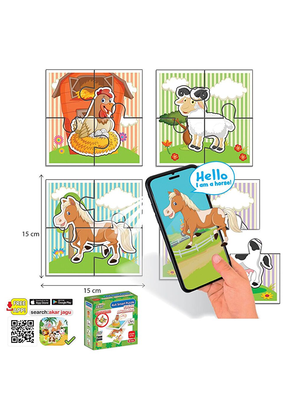 Jagu Mini 4'lü Puzzle 16 parça Asortili