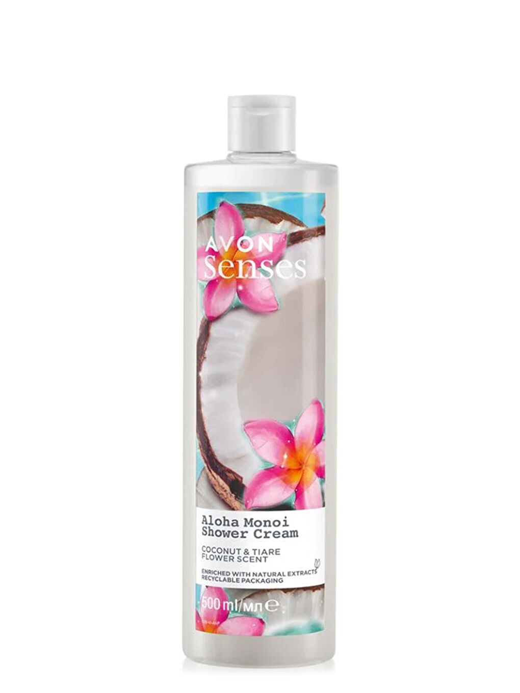 AVON Renksiz Senses Aloha Monoi Tiare Çiçeği ve Hindistan Cevizi Kokulu Krem Duş Jeli 500 Ml.