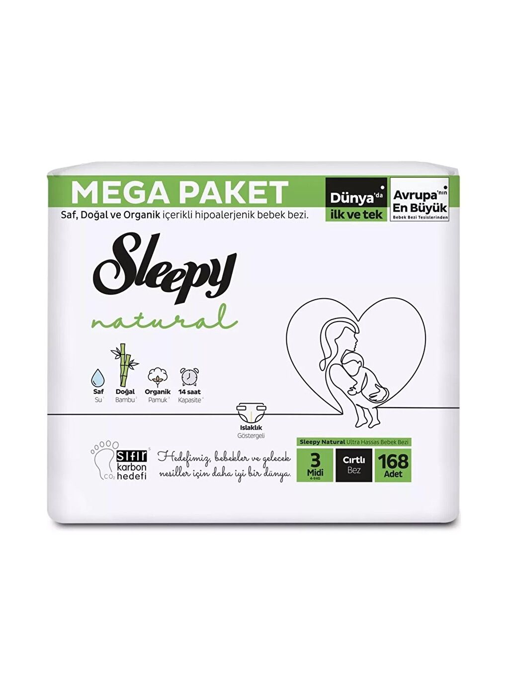 Sleepy Natural Mega Fırsat Midi 168 ( 3 Numara ) Bebek Bezi