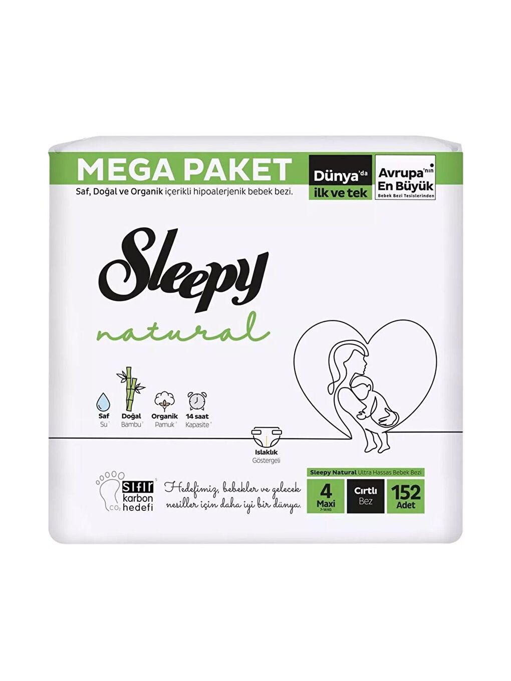 Sleepy Natural Mega Fırsat Maxi 152 ( 4 Numara ) Bebek Bezi