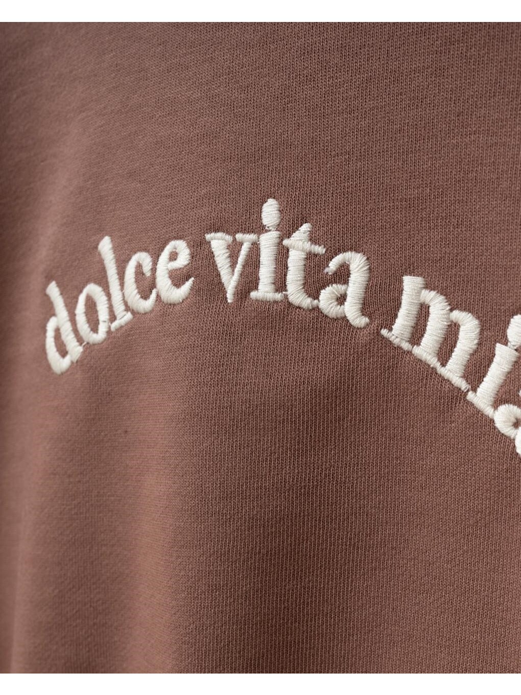 Karışık Çocuk Pamuklu Kahverengi Yazı Detaylı Sweatshirt Ve Çizgili Eşofman Takımı-1