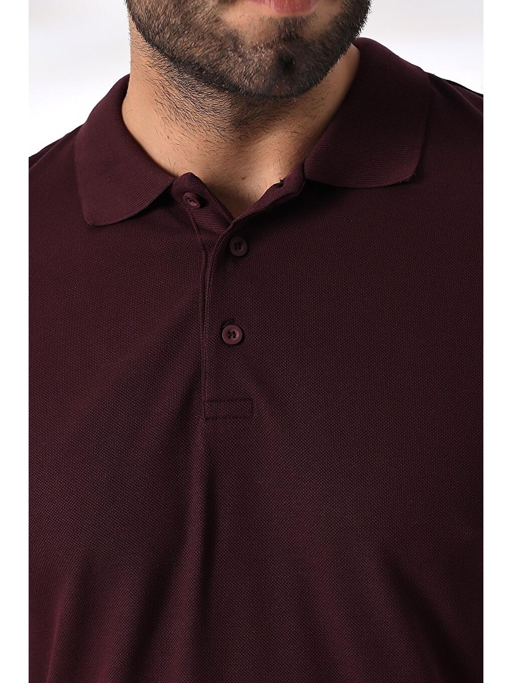 Mürdüm Erkek Vişne Polo Yaka Basic Pamuklu Tişört-4
